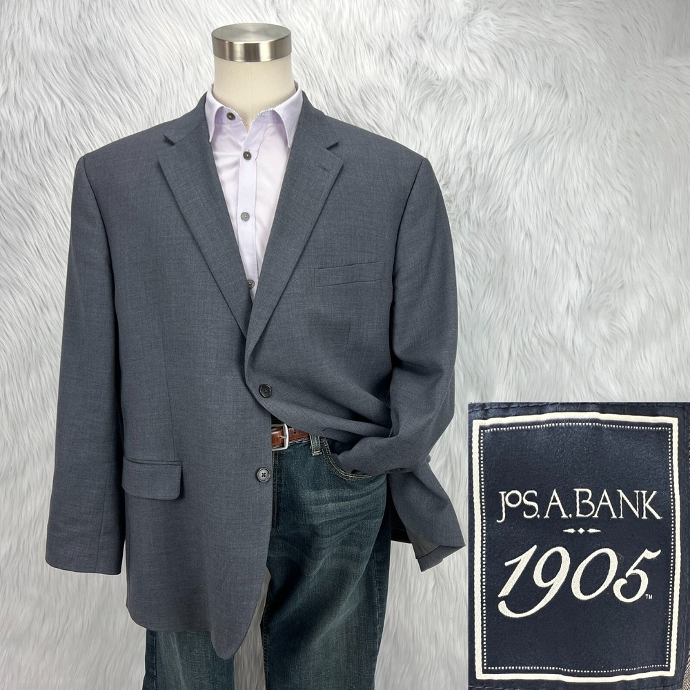 Jos A‎ Bank 1905 Men Sz 50R Sport Coat Blazer Jacket Tailored Fit Wool Gray